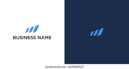 Diseño de logotipo abstracto elegante con monograma inicial de WM para las necesidades modernas de marca comercial e identidad corporativa, con Formas geométricas azules limpias.