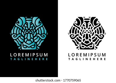 Elegant abstract logo design template in trendy linear style.For luxury products, hotels, boutiques, jewelry, oriental cosmetics, restaurants, shops and stores