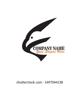 elegant abstract logo letter e formed from the silhouette of an eagle