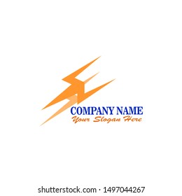 elegant abstract logo letter e formed from high voltage and circle symbols