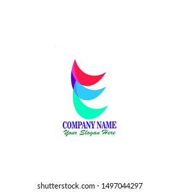 elegant abstract logo letter e formed from colorful circle pieces