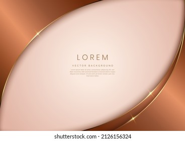 Elegant abstract luxury curved shape brown color on light pink background with copy space for text. You can use for ad, poster, template, business presentation. Vector illustration