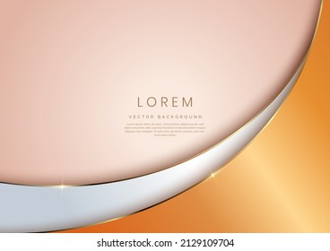 Elegant abstract luxury curved shape brown color on light pink background with copy space for text. You can use for ad, poster, template, business presentation. Vector illustration