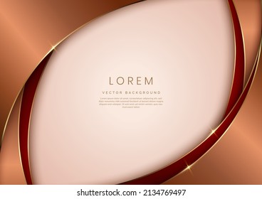 Elegant abstract luxury curved shape brown and red on light pink background with copy space for text. You can use for ad, poster, template, business presentation. Vector illustration