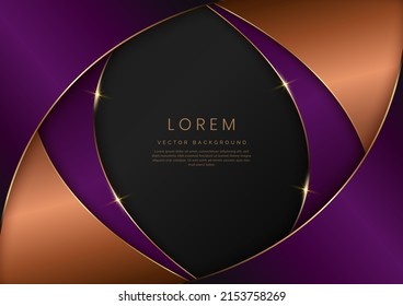 Elegant abstract luxury curved shape brown and violet color on black background with copy space for text. You can use for ad, poster, template, business presentation. Vector illustration