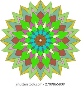 Elegante composición abstracta de mandala llena de ricas formas de flores geométricas de colores