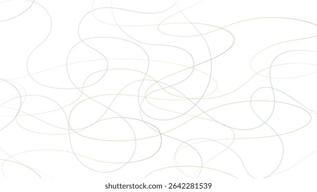 Elegante padrão abstrato de traços de linha dourada caóticos em um fundo branco. Um design vibrante e decorativo com curvas emaranhadas e fluindo e aleatoriedade geométrica - perfeito para a digital de luxo a