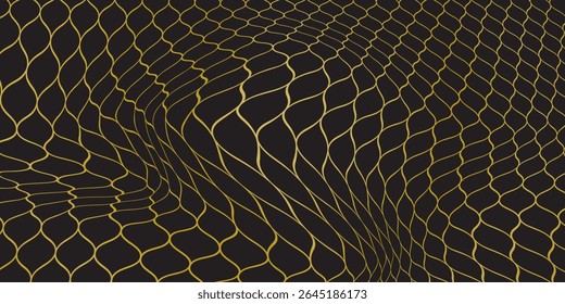 Elegant abstract pattern with flowing golden lines on a black background. Perfect for luxury designs