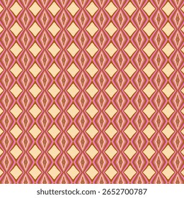 Elegante padrão abstrato com diamantes em camadas em bronzeamento, rosa e laranja, formando um design clássico de reticulado. Ideal para têxteis, papéis de parede ou ativos digitais decorativos.
