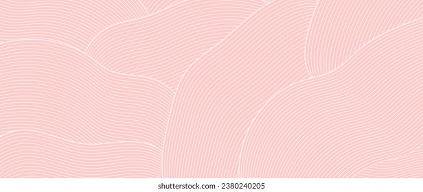 Elegant abstract pattern on a pink background. Luxurious hand drawn wavy line and abstract shapes. Simple wave design for wallpapers, banners, prints, covers, wall art, home decor.	