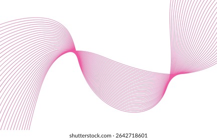 Elegant abstract pink wave lines on a white background, creating a dynamic and fluid motion design. Ideal for modern presentations, creative backdrops, posters, and branding elements.