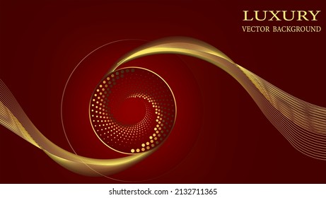 Elegant abstract ring and lind gold.  background with shiny elements red shade. suitable for banner, poster, webinar