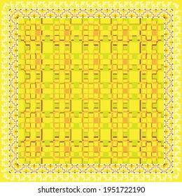 Elegant abstract scarf pattern design with ethnic and floral ornament. Hijab motif design