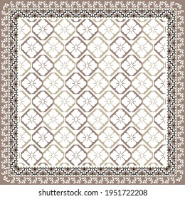 Elegant abstract scarf pattern design with ethnic and floral ornament. Hijab motif design