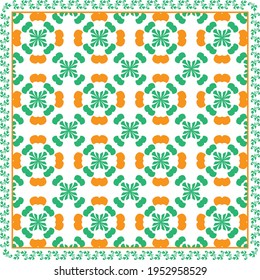 Elegant abstract scarf pattern design with ethnic and floral ornament. Hijab motif design