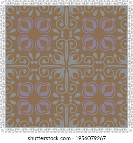Elegant abstract scarf pattern design with ethnic and floral ornament. Hijab motif design
