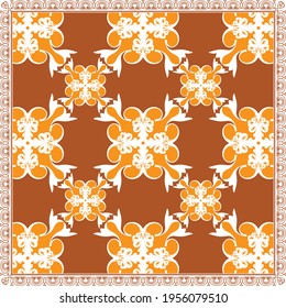 Elegant abstract scarf pattern design with ethnic and floral ornament. Hijab motif design