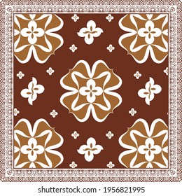 Elegant abstract scarf pattern design with ethnic and floral ornament. Hijab motif design