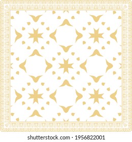 Elegant abstract scarf pattern design with ethnic and floral ornament. Hijab motif design