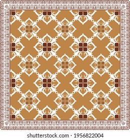 Elegante diseño de patrones abstractos de bufanda con adornos étnicos y florales. Diseño del motivo hijab