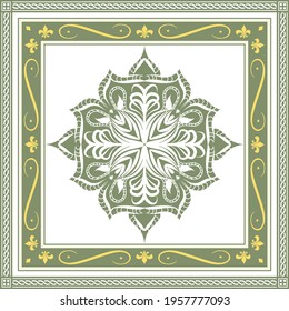 Elegant abstract scarf pattern design with ethnic and floral ornament. Hijab motif design