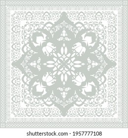 Elegant abstract scarf pattern design with ethnic and floral ornament. Hijab motif design