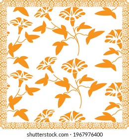 Elegant abstract scarf pattern design with ethnic and floral ornament. Hijab motif design