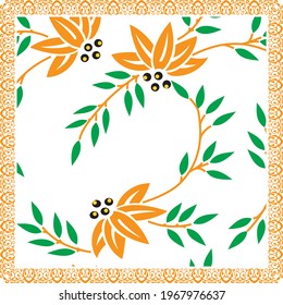 Elegant abstract scarf pattern design with ethnic and floral ornament. Hijab motif design