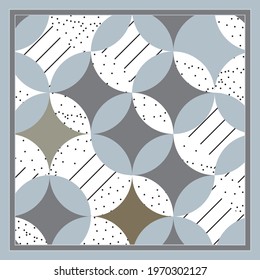 Elegant abstract scarf pattern design with ethnic and floral ornament. Hijab motif design