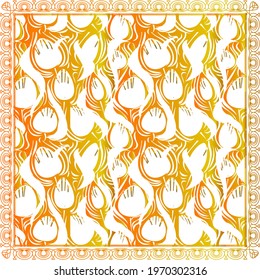 Elegant abstract scarf pattern design with ethnic and floral ornament. Hijab motif design