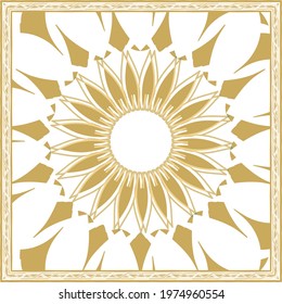 Elegant abstract scarf pattern design with ethnic and floral ornament. Hijab motif design