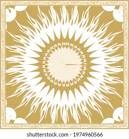 Elegant abstract scarf pattern design with ethnic and floral ornament. Hijab motif design