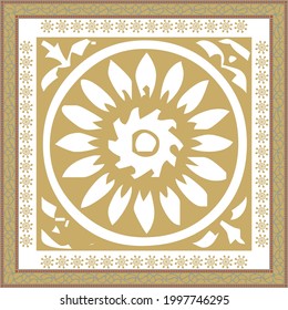 Elegante diseño de patrones abstractos de bufanda con adornos étnicos y florales. Diseño del motivo hijab 