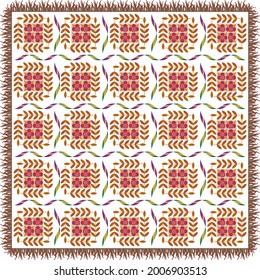 Elegant abstract scarf pattern design with ethnic and floral ornament. Hijab motif design 