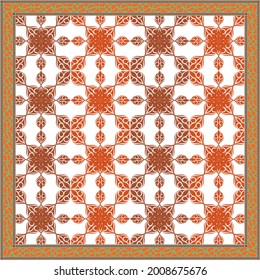 Elegant abstract scarf pattern design with ethnic and floral ornament. Hijab motif design 