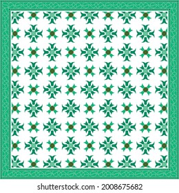 Elegante diseño de patrones abstractos de bufanda con adornos étnicos y florales. Diseño del motivo hijab 