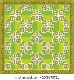 Elegante diseño de patrones abstractos de bufanda con adornos étnicos y florales. Diseño del motivo hijab 