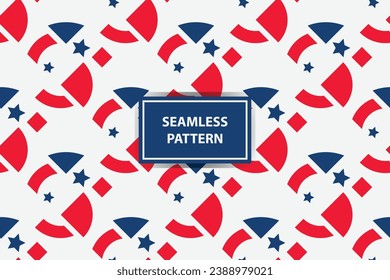 Elegant Abstract Seamless Pattern, colored as USA Flag. Vector Illustration of american Background for Celebration Holiday American President Day, memorial day