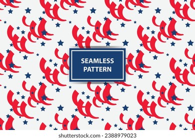 Elegant Abstract Seamless Pattern, colored as USA Flag. Vector Illustration of american Background for Celebration Holiday American President Day, memorial day