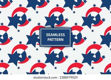 Elegant Abstract Seamless Pattern, colored as USA Flag. Vector Illustration of american Background for Celebration Holiday American President Day, memorial day