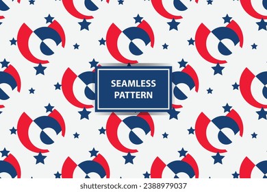 Elegant Abstract Seamless Pattern, colored as USA Flag. Vector Illustration of american Background for Celebration Holiday American President Day, memorial day