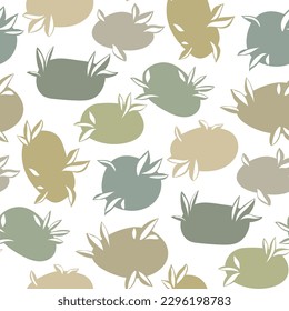 Elegante patrón abstracto y transparente de ovales con hojas botánicas. Nube de arte moderno para letras. Diseño de formas orgánicas para impresiones de verano, fondo de boda, envoltura de regalo. Arte vectorial