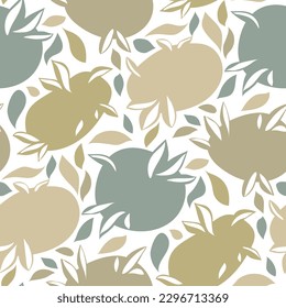 Elegant abstract seamless pattern of ovals with botanical leaves. Modern art cloud for lettering. Design of organic shapes for summer prints, wedding background, gift wrapping. Vector art