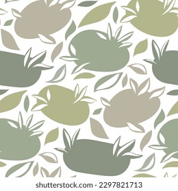 Elegante patrón abstracto y transparente de ovales con hojas botánicas. Nube de arte moderno para letras. Diseño de formas orgánicas para impresiones de verano, fondo de boda, envoltura de regalo. Arte vectorial