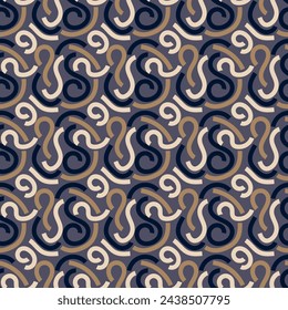 Elegant abstract seamless pattern with twisted stripes. Vector illustration for print, fabric, cover, packaging, interior decor, blog decoration and other your projects.

