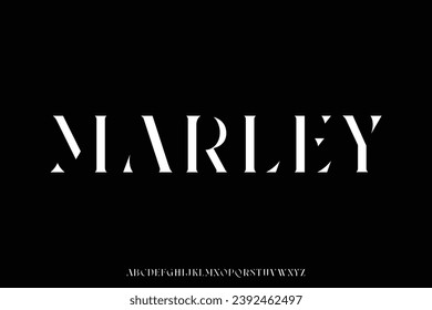 Elegant abstract serif stencil type alphabet display font vector. Beautiful unique typography style