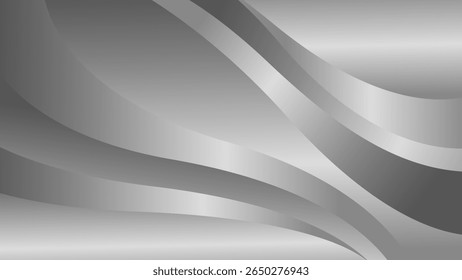 Elegantes abstraktes Silber, metallischer Hintergrund. Luxus-Tapete mit Wellen. Geeignet für Vorlagen, Banner, Cover, Vertrieb, Business, Events, Auszeichnungen, Websites, Seiten und mehr