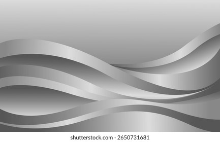 Elegante fondo metálico de plata abstracta. Fondo de pantalla de olas de lujo. Adecuado para Plantillas, Anuncios, portadas, ventas, negocios, eventos, premios, Sitios web, páginas y más