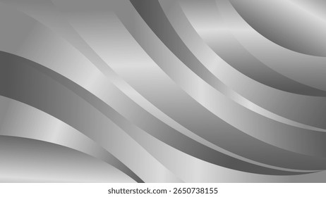 Elegant abstract silver metallic background. Luxurious curved shape wallpaper. Suitable for templates, banners, covers, sales, business, events, awards, websites, pages, and more
