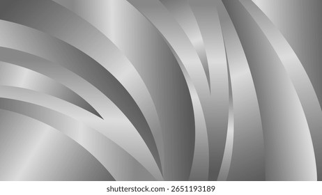 Elegant abstract silver metallic background. Luxurious curved shape wallpaper. Suitable for templates, banners, covers, sales, business, events, awards, websites, pages, and more